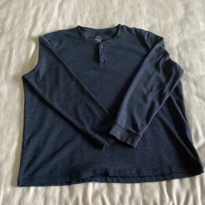 George Shirt Mens 2XL Waffle Knit Thermal Henley Long Sleeve Casual Gorpcore